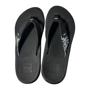 Reef Cushion Spring Black Palm Leaf Flip Flops Womens Sandals Size 8 RF0A3ONP